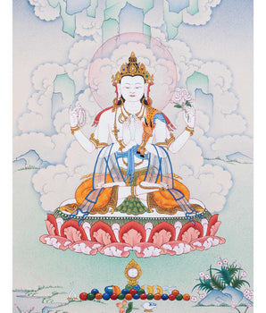 Four-Armed Chenrezig | Buddhist Art Thangka | Bodhisattva