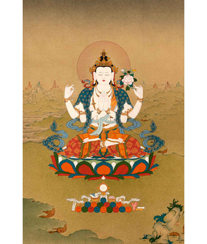 Avalokiteshvara Buddhist Thangka | Genuinely Hand Painted Art