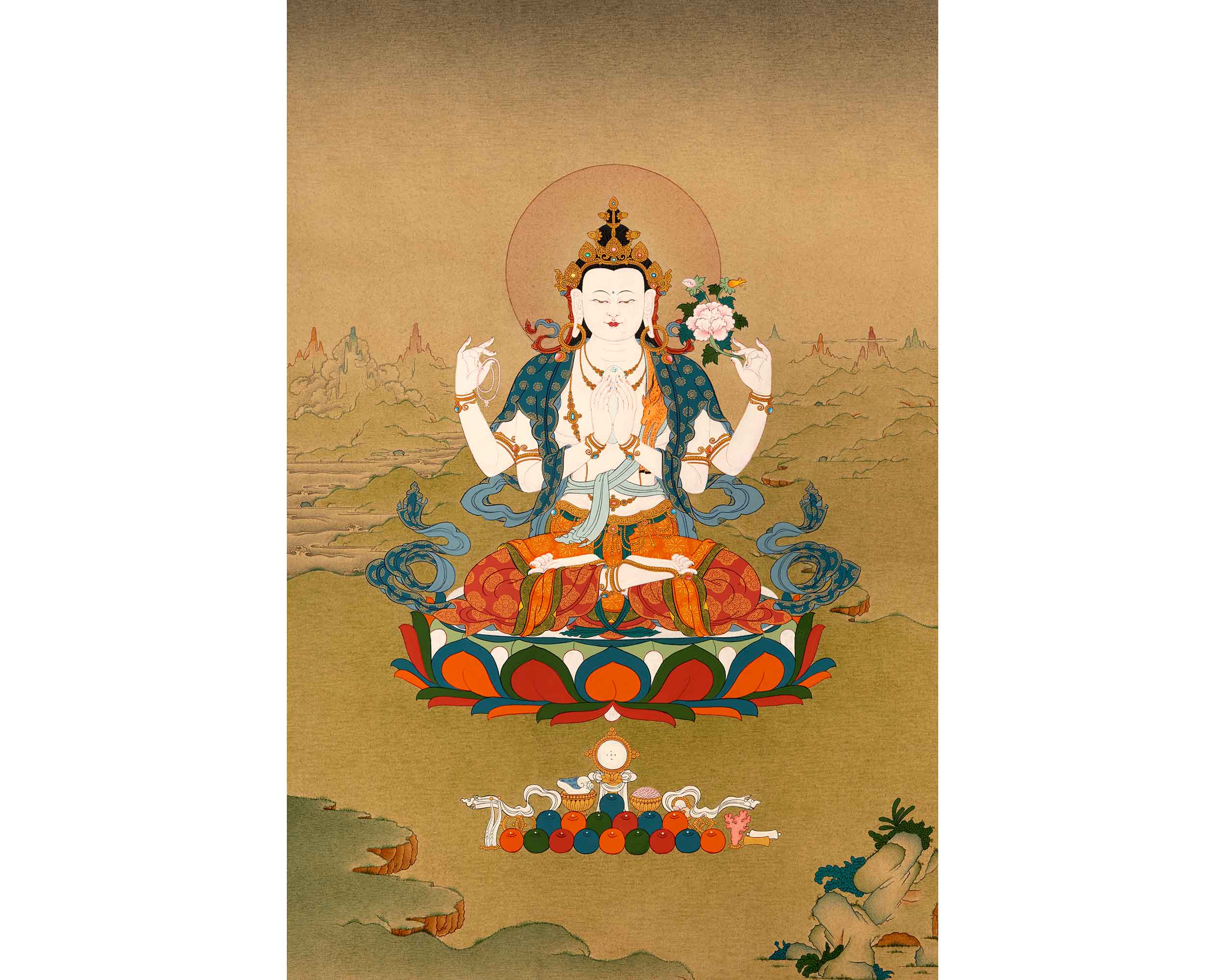 Avalokiteshvara Buddhist Thangka | Genuinely Hand Painted Art