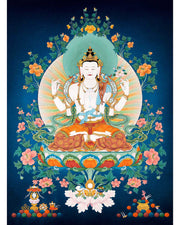 Tibetan Chenrezig Thangka | Buddhist Avalokiteshvara Art For Practice