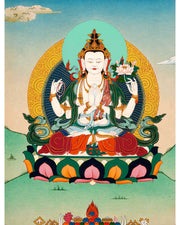 Chenrezig Tibetan Thangka | Buddhist Bodhisattva Art