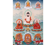 Rare Tibetan Thangka of Drupchen Jho Rigdzin with Lineage Masters