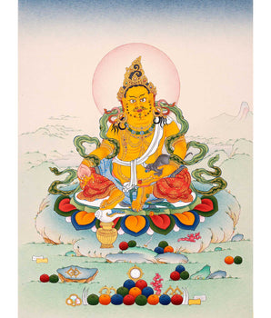 Karma Gadri Thangka of Dzambala, Buddhist Kubera