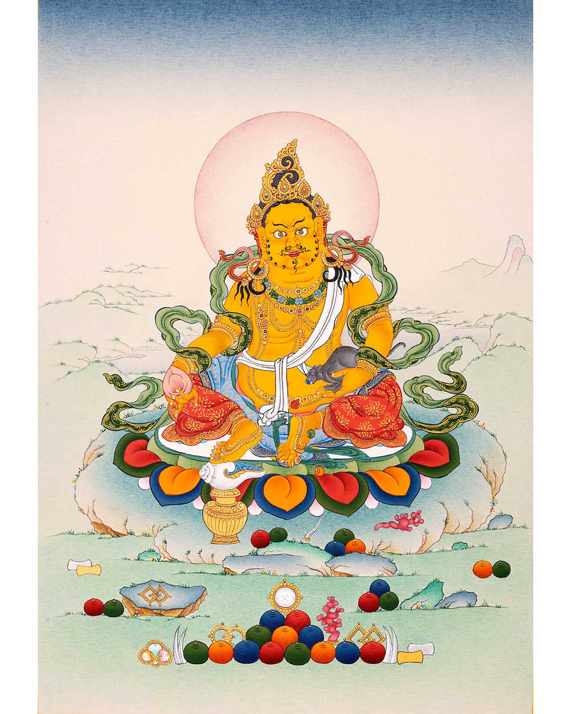 Karma Gadri Thangka of Dzambala, Buddhist Kubera