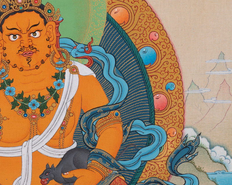 Jambala, Dzambhala Thangka, Tibetan Buddha Thanka, Original Painting