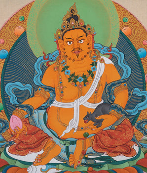 Jambala, Dzambhala Thangka, Tibetan Buddha Thanka, Original Painting