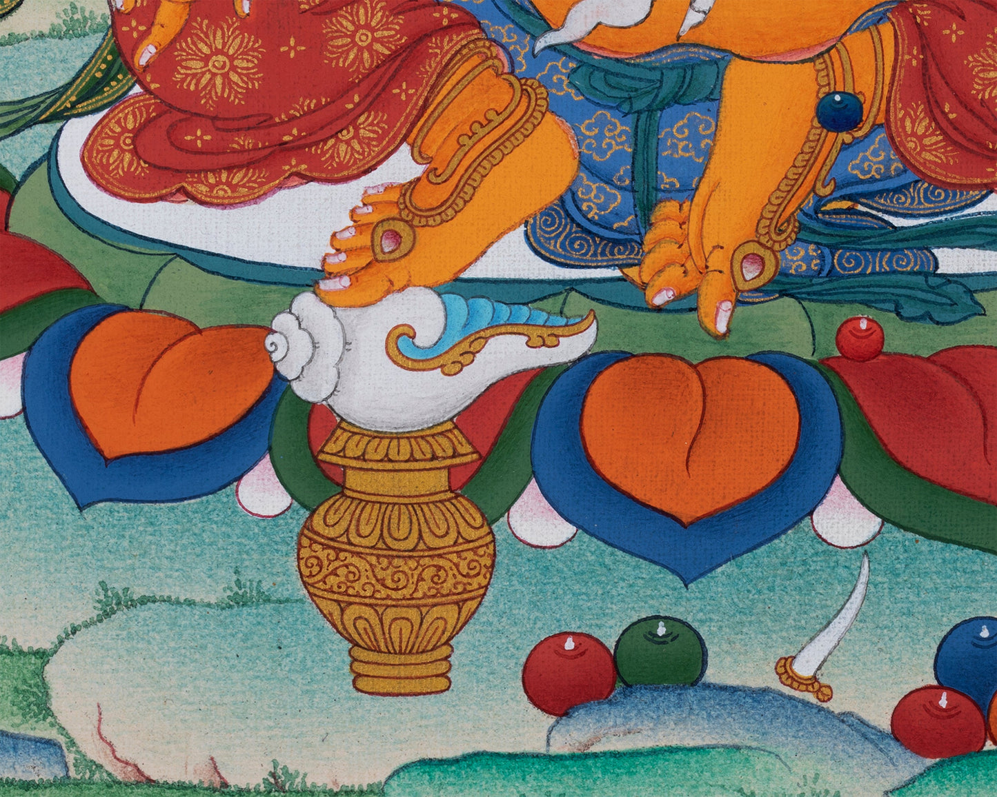 Jambala Thangka | Dzambala Wealth Deity | Hand-Painted with Natural Stone Color And 24K Gold