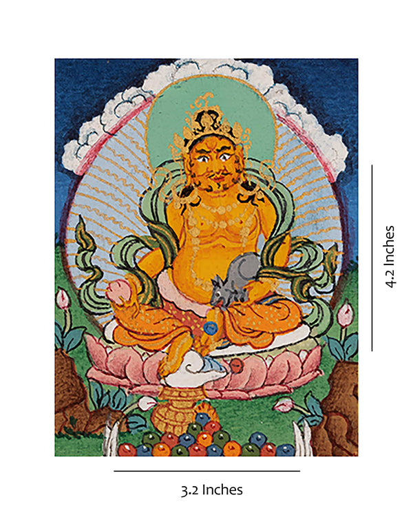 The Prosperity God, Dzambhala Mantra Thangka | Karma Gadri Style Thangka