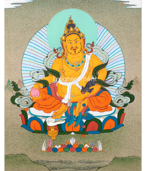 Dzambhala, The Deity of Wealth and Prosperity | Tibetan Buddhist Deity Thangka | Wall Decors