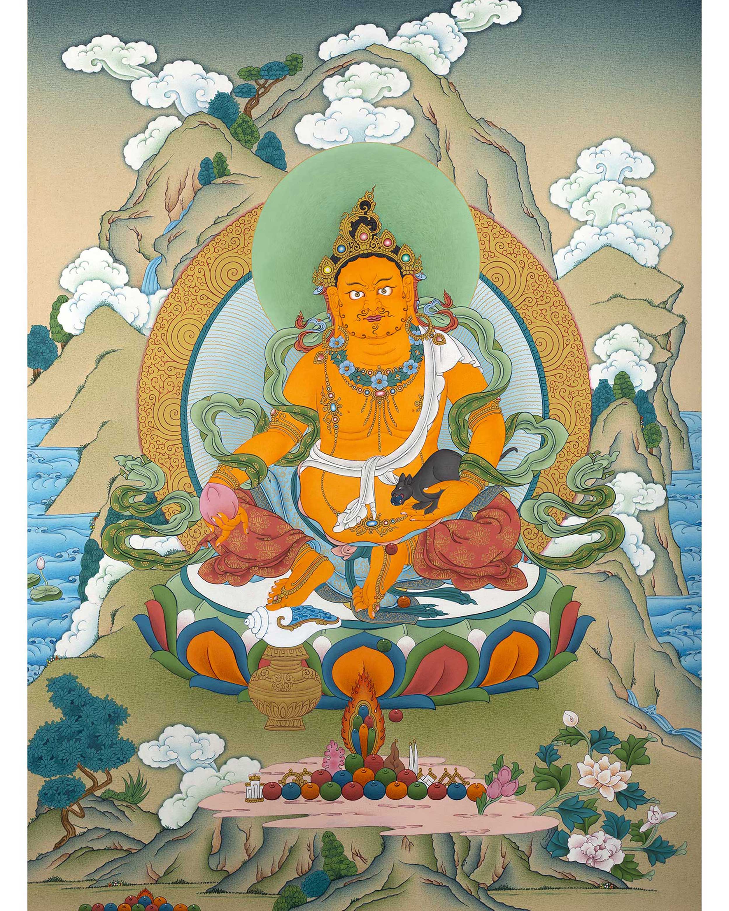Traditional Wealth Deity Dzambala Thangka