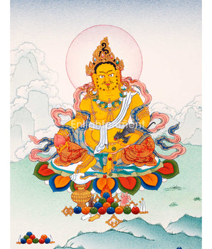 Tibetan Yellow Dzambhala Thangka Painting | The Tibetan Wealth Deity | Buddhist Kubera