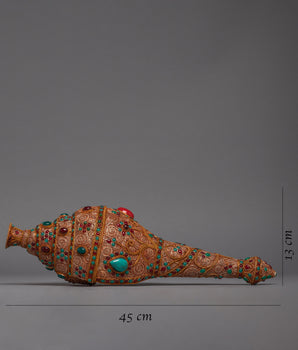 24k Gold Plated Conch Shell Trumpet | Himalayan Art