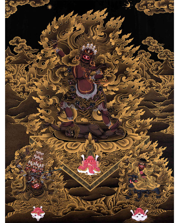 Rare Thangka of Ekajati Rahula Dorje Legpa, Original Painting of  Mahakala, Mahakala Thangka