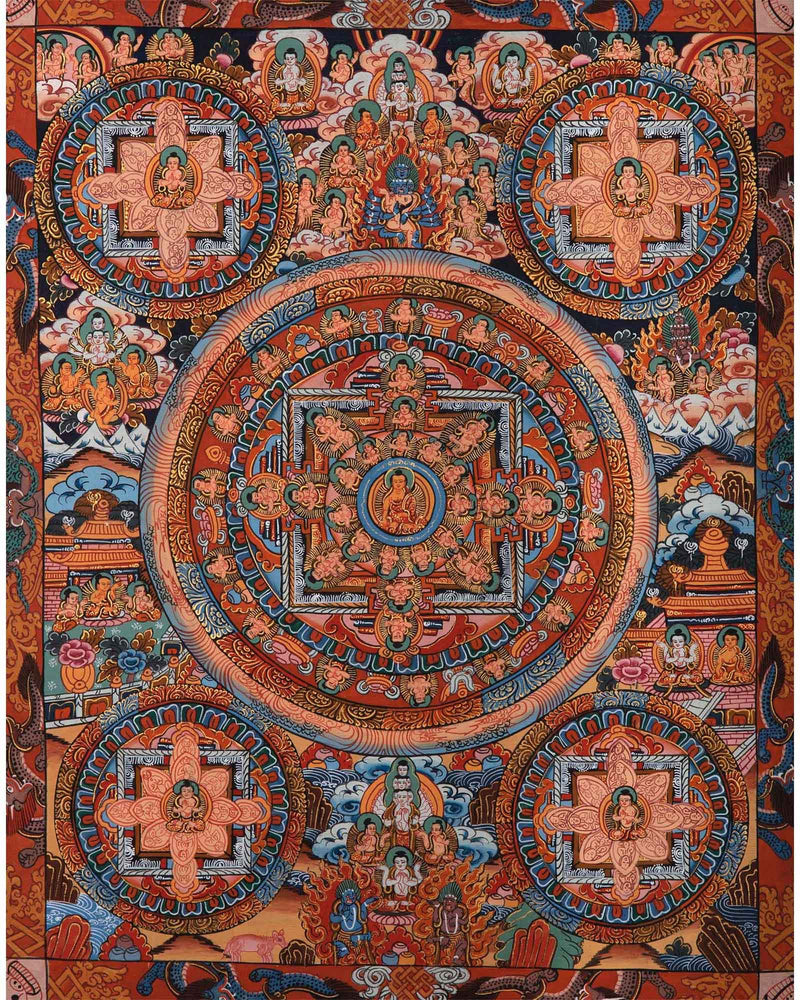 Five Round Mandala Thangka