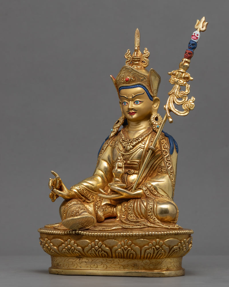 Traditionally Hand-Crafted Guru Rinpoche Prayer Statue | Lotus Born Master Padmasambhava Art