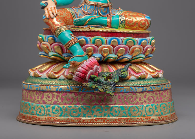 Tibetan Green Tara Guru Sculpture | Female Bodhisattva Statue for Meditation