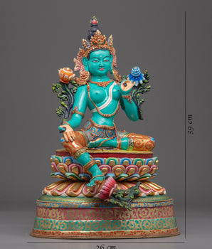 Tibetan Green Tara Guru Sculpture | Female Bodhisattva Statue for Meditation