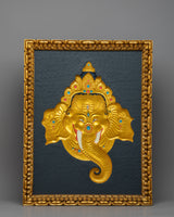Ganesh Head Wooden Thangka