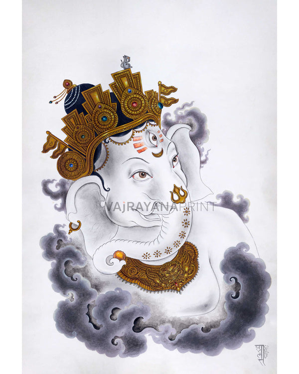 Newari Paubha Print To Practice Ganesh Mantra | Highly-Revered Hindu Deity Art Print For Rituals