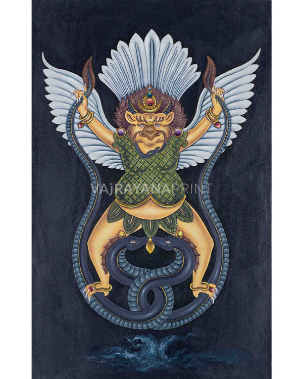 Tibetan Garuda Digital Print | King of Birds Thangka Print