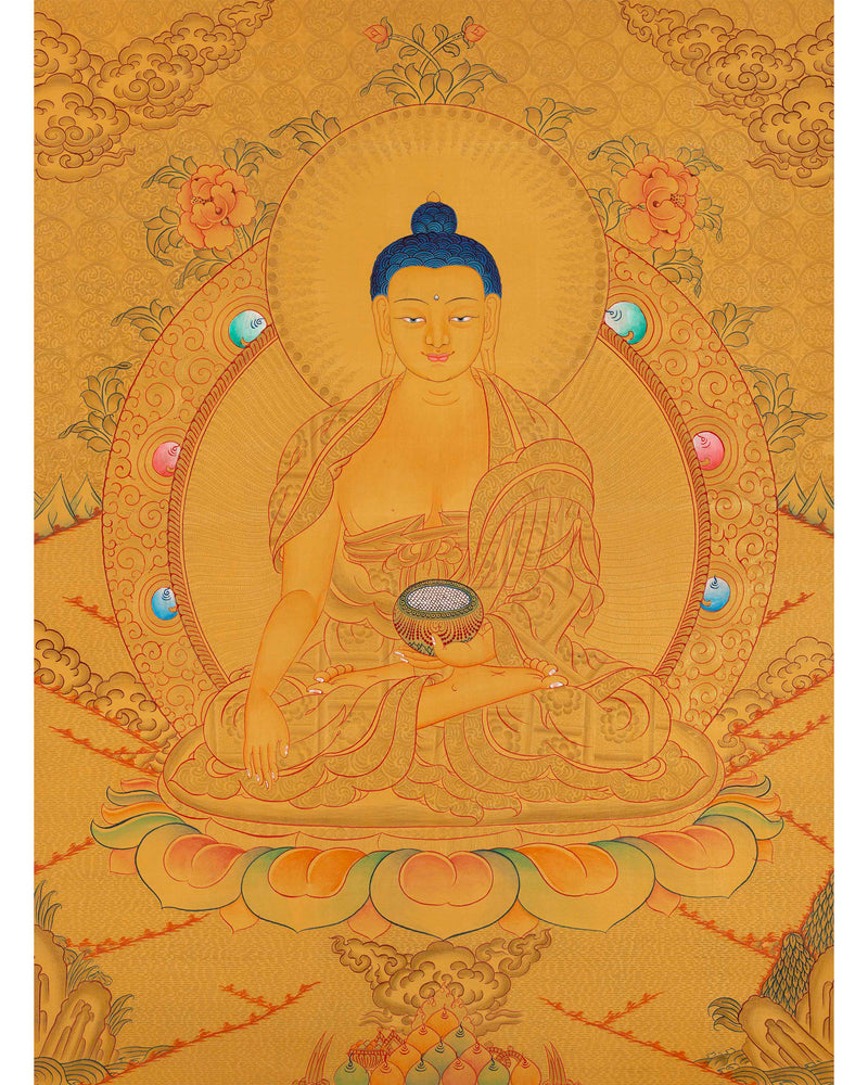 Gold Shakyamuni Buddha Thangka 