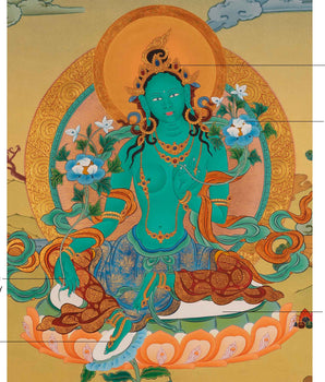 Green Tara Thangka | Hand-Painted Green Tara Thangka For Mantra Practice