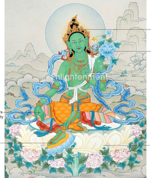 Tibetan Tara Goddess, Mother Green Tara Thangka | Traditional Painting