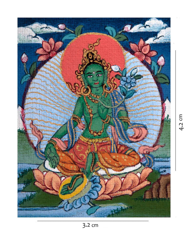 Tibetan Thangka Of Green Tara | Himalayan Buddhist Sacred Art