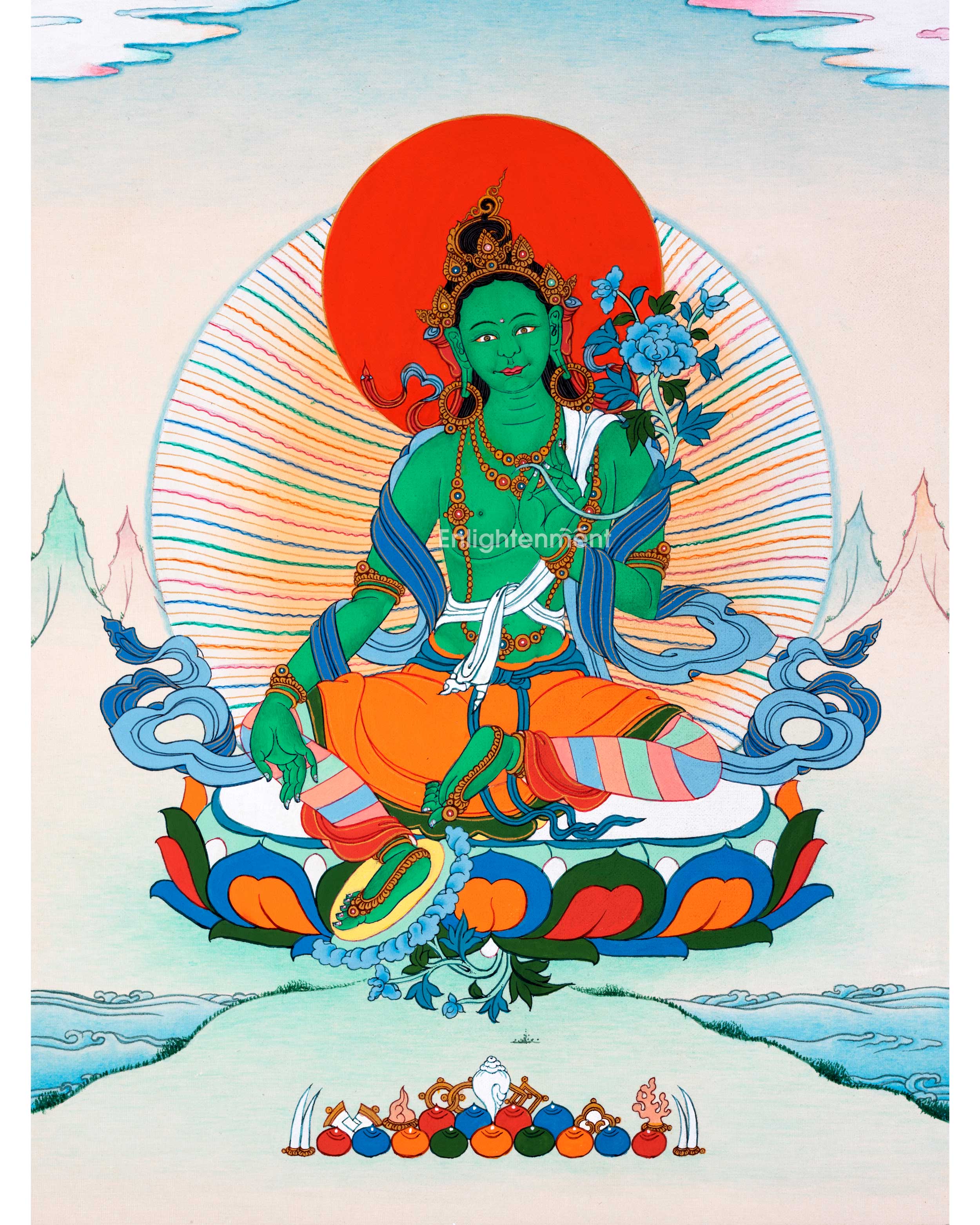 Empower Your Spiritual Journey With Green Tara | Sacred Hanpainted Thangka