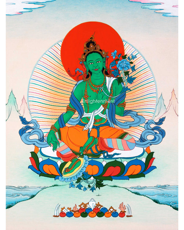 Empower Your Spiritual Journey With Green Tara | Sacred Hanpainted Thangka