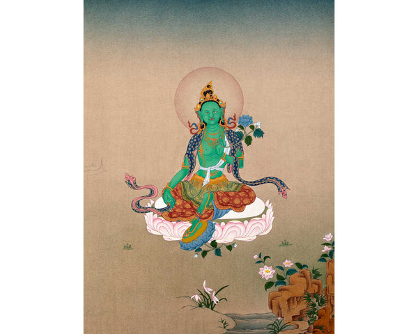 Green Tara Thangka Painting | Traditional Tibetan Art