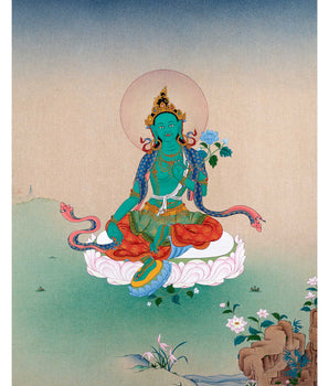 Green Tara | Tibetan Thangka Painting | Handmade Tara Art