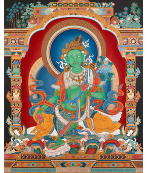 Green Tara Thangka Painting | Enlightened Female Buddha