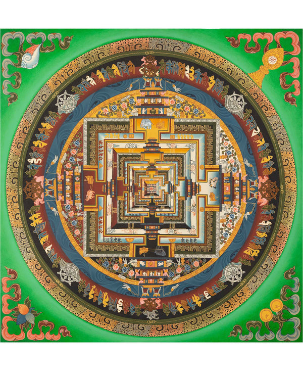 Green Kalachakra Mandala Thangka