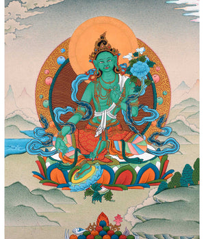 Mother Green Tara Thangka | Tibetan Buddhist Painting