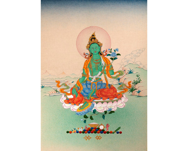 Green Tara | Tibetan Thangka Painting