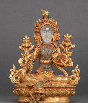 Green Tara Crystal Statue 