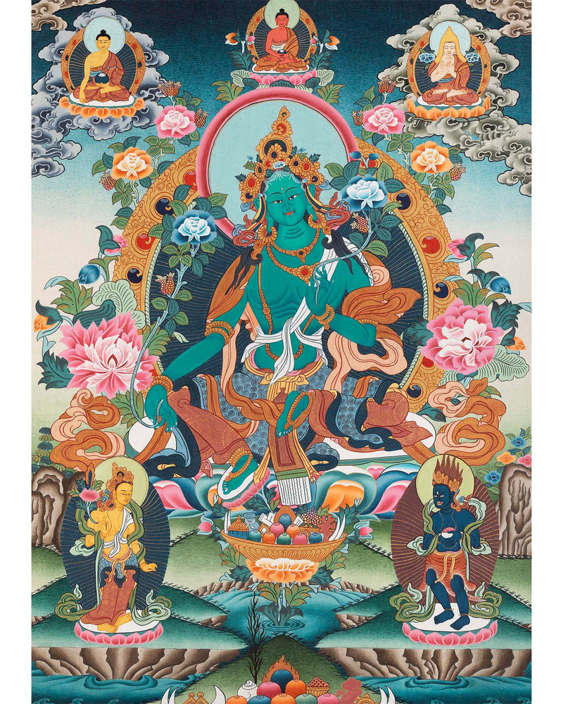 Female Green Tara Thangka