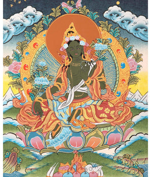 Green Tara  Thangka 