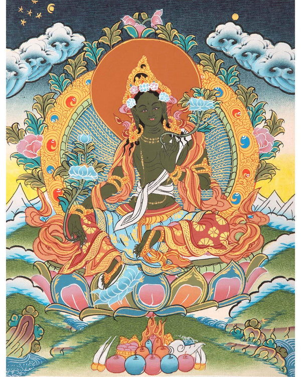 Green Tara  Thangka 