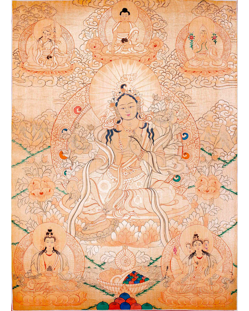 Green Tara Gold Thangka 