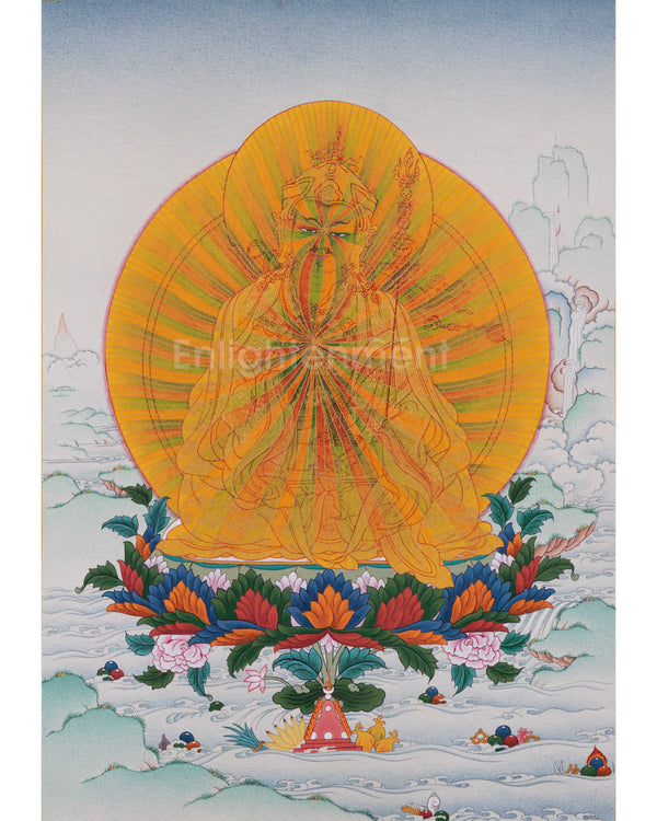 Lotus Master Guru Rainbow Body Thangka | Tibetan Buddhist Master Guru Rinpoche Art