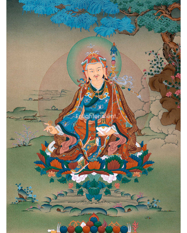 Traditional Tibetan Thangka Art For Padmasambhava Chant | Highly Revered Buddhist Master Guru Rinpoche