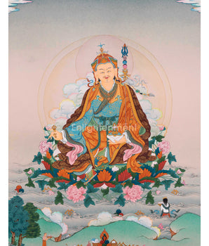 Traditional Tibetan Thangka For Padmasambhava Mantra Practice | Lotus Born Guru Rinpoche Art