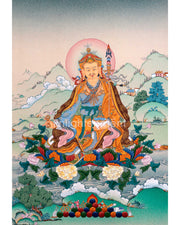 Traditionally Hand-Painted Guru Rinpoche Mantra Thangka | Tibetan Lotus Born Master Art For Prayers