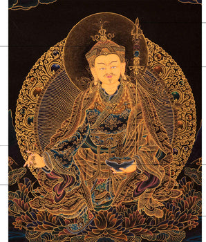 Guru Rinpoche Tibetan Thangka | Genuinely Gold Gilded Buddhist Art