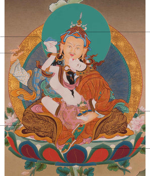 Guru Rinpoche Consort Thangka | Lotus Born Master With His Consort Thangka