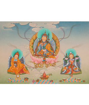 Buddha Guru Rinpoche Thangka Painting | Traditional Tibetan Buddhist Art