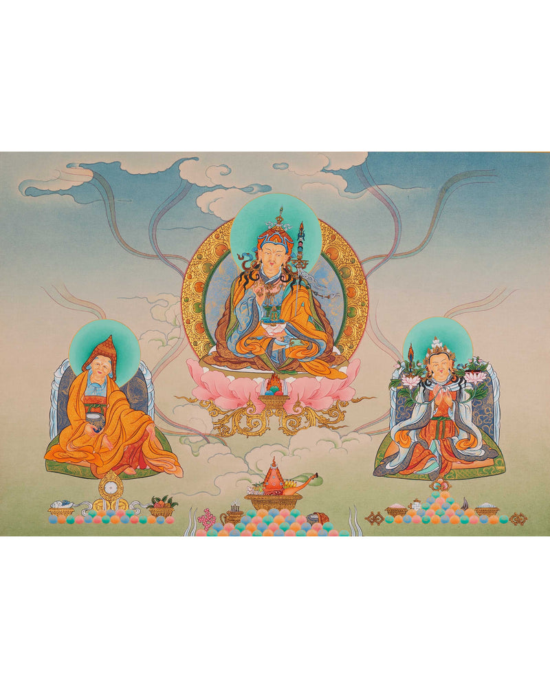 Buddha Guru Rinpoche Thangka Painting | Traditional Tibetan Buddhist Art