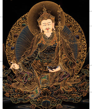 Small Gold on Black Thangka of Guru Rinpoche